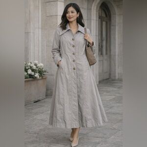 Vintage Brass Plum Trench Coat • Late 1970s–Early 1980s